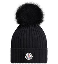 Moncler Hue - Strik - Uld - Sort m. Kvast