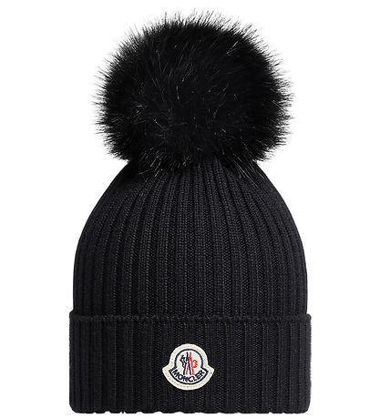 Moncler Hue - Strik - Uld - Sort m. Kvast