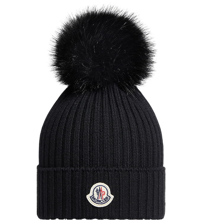 Moncler Hue - Strik - Uld - Sort m. Kvast
