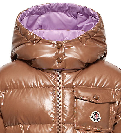 Moncler Dunjakke - New Andro - Dark Beige m. Lilla
