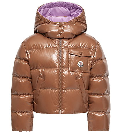 Moncler Dunjakke - New Andro - Dark Beige m. Lilla