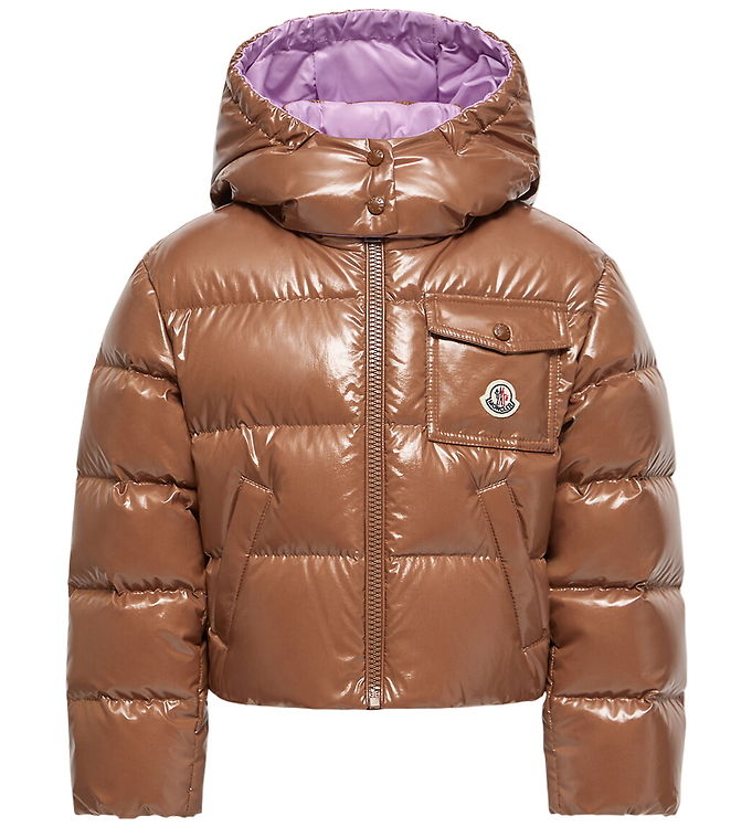Moncler Dunjakke - New Andro - Dark Beige m. Lilla