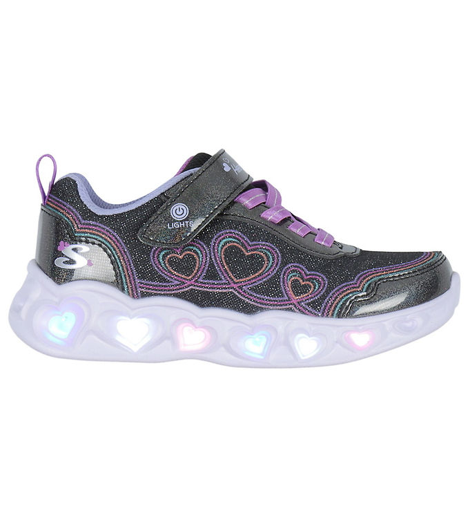 Skechers Sko m. Lys - Heart Lights - Sort