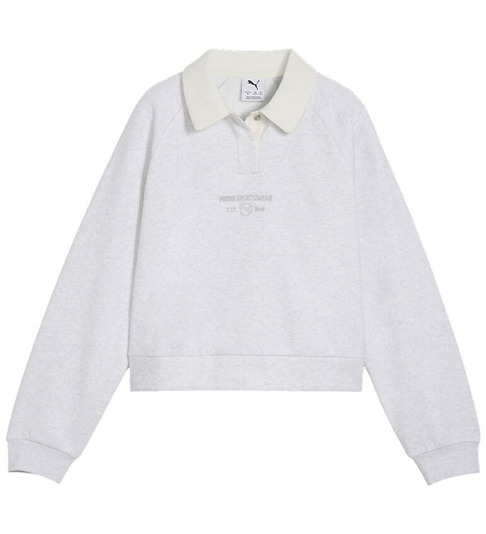 Puma Sweatshirt - Classic Relaxed Short - White Glow Heather
