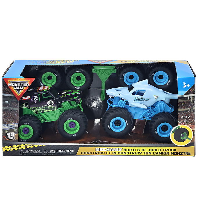 Monster Jam Trucks - 1:32 - 2-pak - Mechanix Build N Rebuild