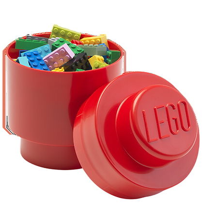 LEGO® Storage Opbevaringsboks - Round 1 Translucent - Santa - Rø
