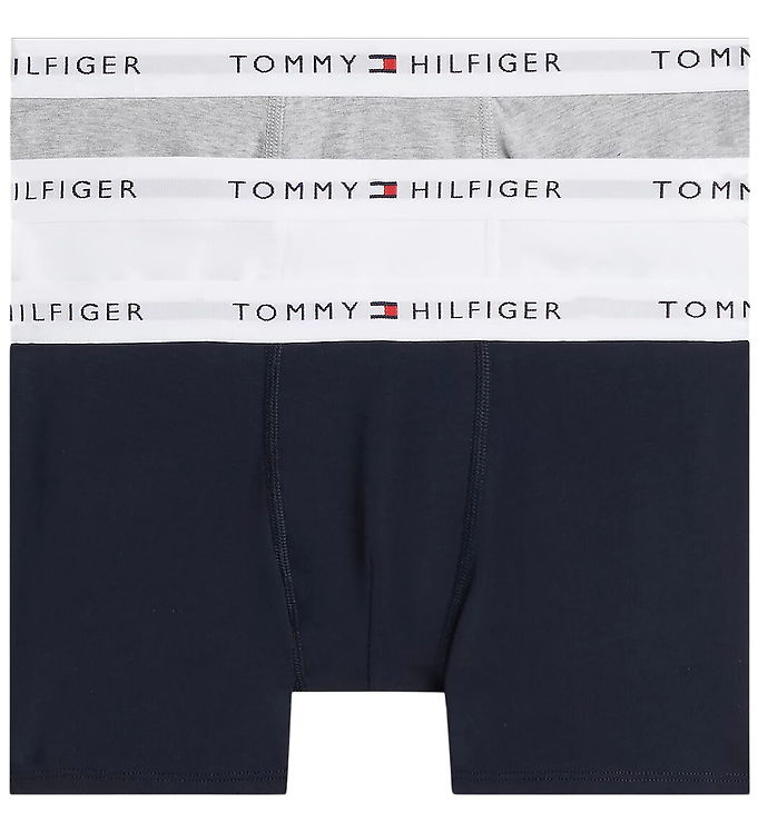 Tommy Hilfiger Boxershorts - Trunk - 3-pak - Gråmeleret/Hvid/Nav