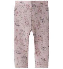Name It Leggings - Uld - Noos - NbfWang - Violet Ice/Flowers And