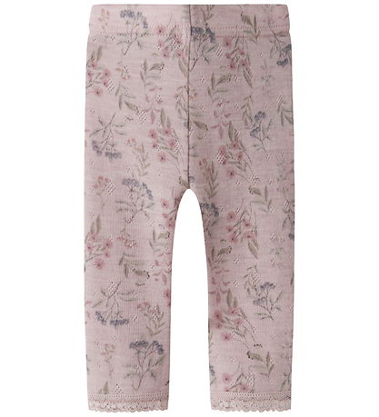 Name It Leggings - Uld - Noos - NbfWang - Violet Ice/Flowers And
