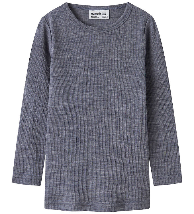 Name It Bluse - Uld - Rib - Noos - NmnWax - Folkstone Gray