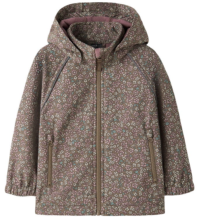 Name It Softshelljakke m. Fleece - NmfAlfa - Brown Lentil/Flower