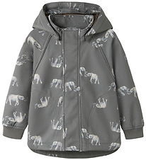 Name It Softshelljakke m. Fleece - NmmAlfa - Quiet Shade/Elephan