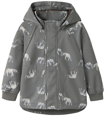Name It Softshelljakke m. Fleece - NmmAlfa - Quiet Shade/Elephan