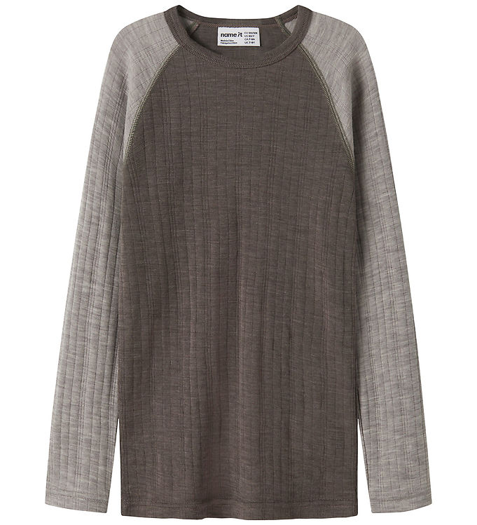 Name It Bluse - Uld - Rib - NkmWang - Morel/Satellites Sleeve