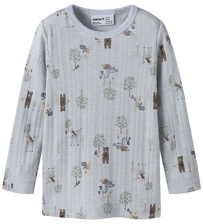 Name It Bluse - Uld - NmmWang - Arctic Ice/Forest Animal