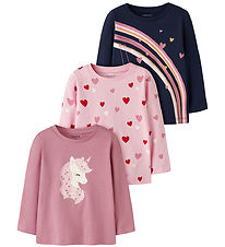 Name It Bluse - NmfNia - 3-pak - Navy Blazer/Navy Blazer + Sweet