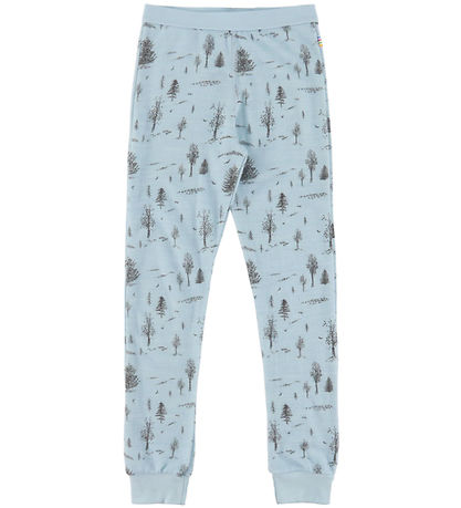 Joha Leggings - Uld/Viskose - Blå m. Træer