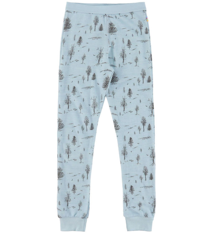Joha Leggings - Uld/Viskose - Blå m. Træer