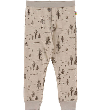 Joha Leggings - Uld/Viskose - Beige m. Træer