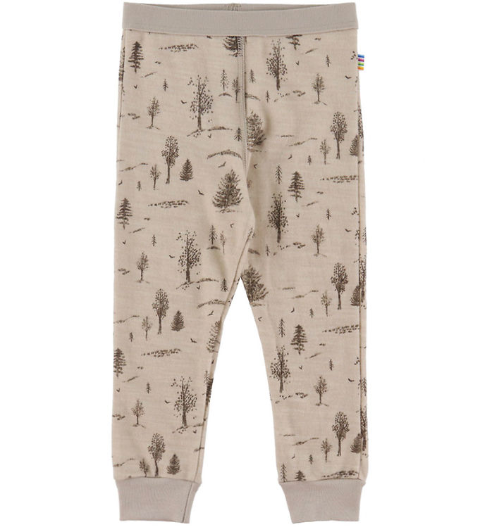 Joha Leggings - Uld/Viskose - Beige m. Træer