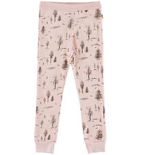 Joha Leggings - Uld/Viskose - Lyserød m. Træer