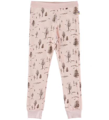 Joha Leggings - Uld/Viskose - Lyserød m. Træer