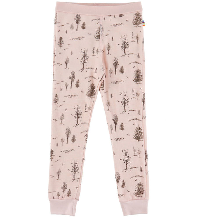 Joha Leggings - Uld/Viskose - Lyserød m. Træer