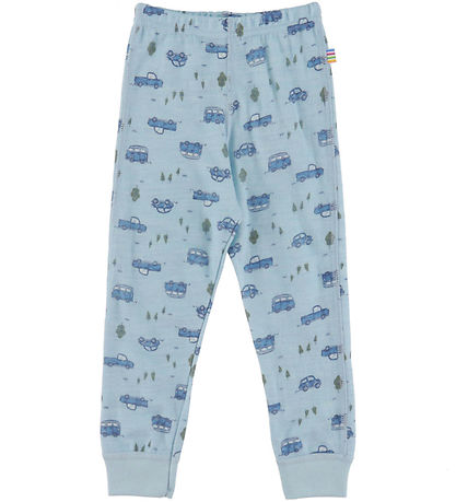 Joha Leggings - Uld - Blå m. Biler