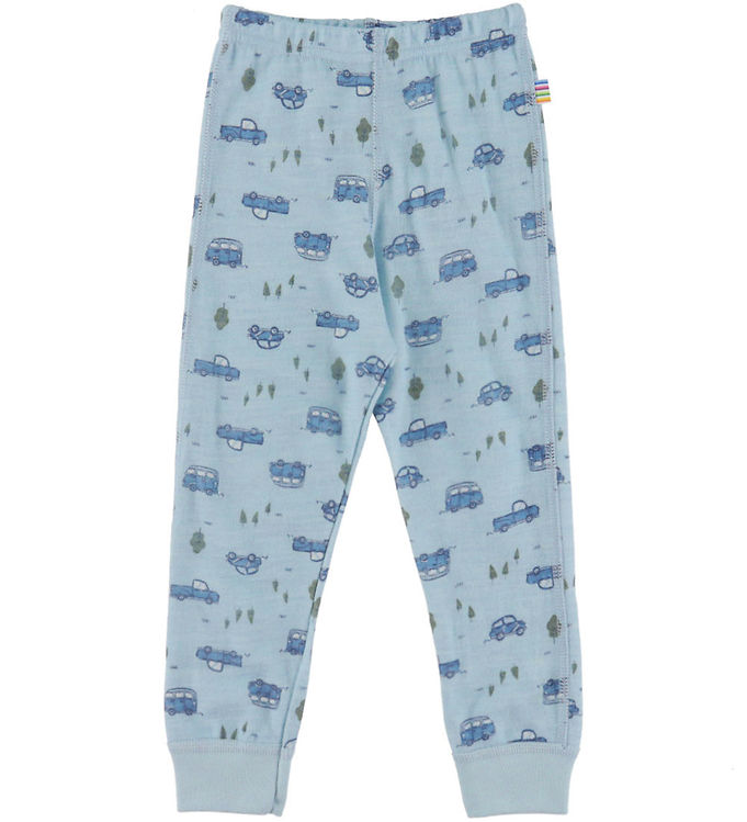 Joha Leggings - Uld/Viskose - Blå m. Biler
