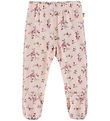 Joha Leggins m. Fødder - Uld - Lyserød m. Blomster