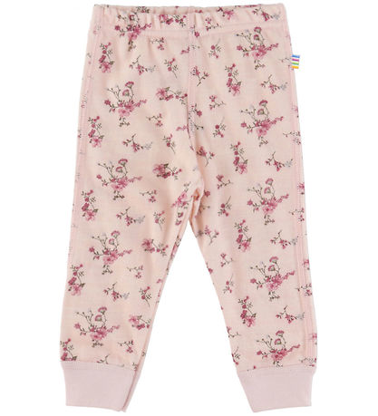 Joha Leggings - Uld/Viskose - Lyserød m. Blomster