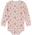 Joha Body l/æ - Uld - Lyserød m. Blomster