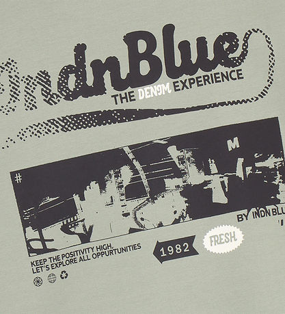 Indian Blue Jeans Bluse - Dust Green m. Print