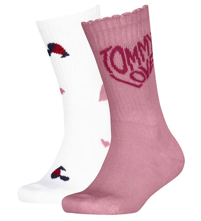 Tommy Hilfiger Strømper - 2-pak - Pink/Hvid