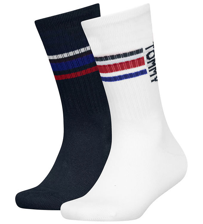 Tommy Hilfiger Strømper - 2-pak - Hvid/Navy