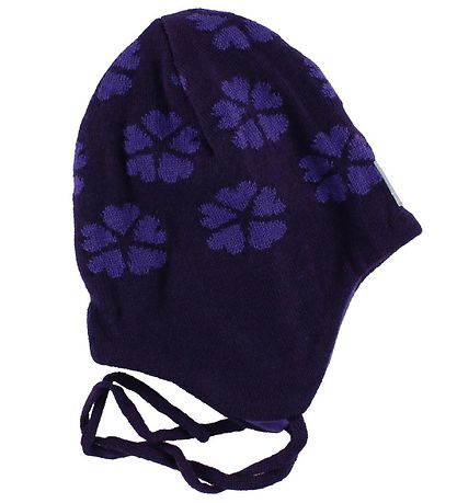 Reima Hat - Knitted - Snygg - Wool/Cotton - Purple w. Clovers Reima Hat - Knitted - Snygg - Wool/Cotton - Purple w. Clovers