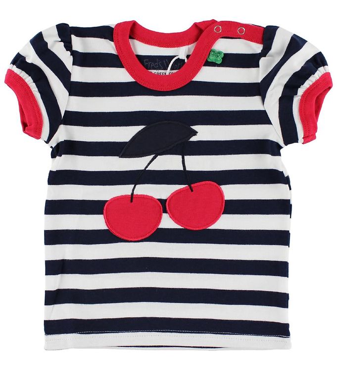 Freds World T-shirt - Navy/Hvidstribet m. Kirsebær