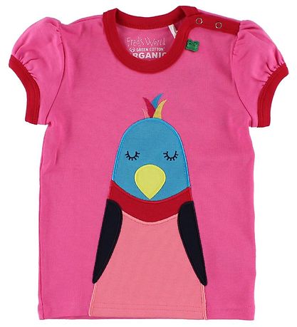 Freds World T-Shirt - Roze m. Vogel Freds World T-Shirt - Roze m. Vogel