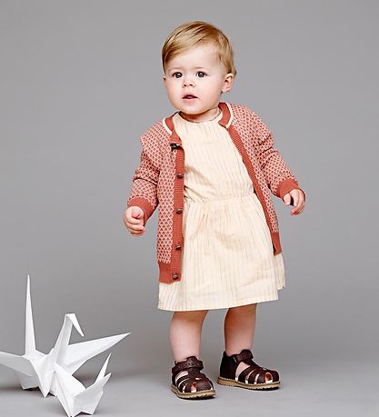 En Fant Knitted Cardigan - Burnt Red w. Pattern En Fant Knitted Cardigan - Burnt Red w. Pattern
