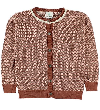 En Fant Knitted Cardigan - Burnt Red w. Pattern En Fant Knitted Cardigan - Burnt Red w. Pattern