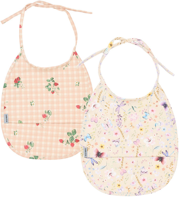 Mikk-Line Hagesmække - PU - 2-pak - Kort - Butterfly/Strawberry