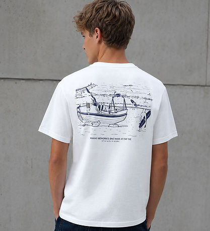 Hound T-shirt - HdAnton - Klitmøller Back print - Bone White/Blå