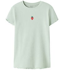 Name It T-shirt - Rib - NkfVivemma - Pale Aqua/Strawberry
