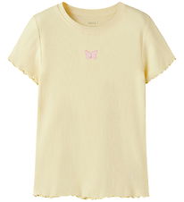 Name It T-shirt - Rib - NkfVivemma - Double Cream/Butterfly