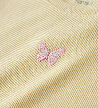 Name It T-shirt - Rib - NkfVivemma - Double Cream/Butterfly