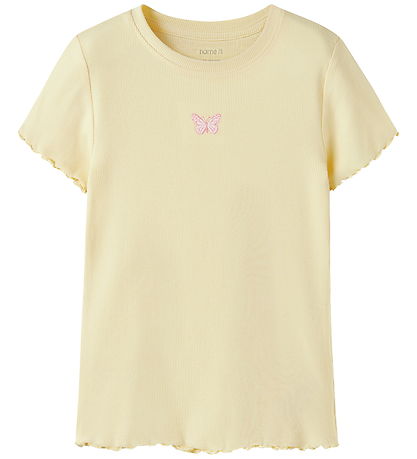 Name It T-shirt - Rib - NkfVivemma - Double Cream/Butterfly