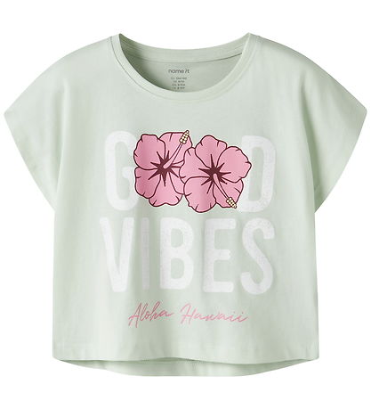 Name It Crop Top - NkfVilma - Pale Aqua/Good Vibes