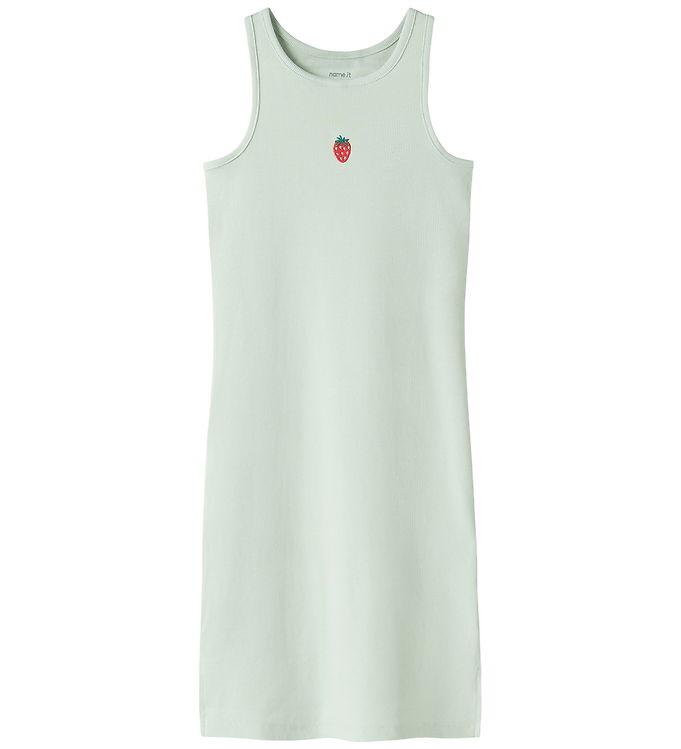 Name It Kjole - Rib - NkfVivemma - Pale Aqua/Strawberry