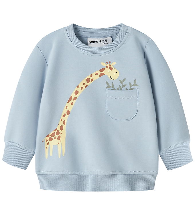 Name It Sweatshirt - NbmHall - Blue Fog m. Giraf