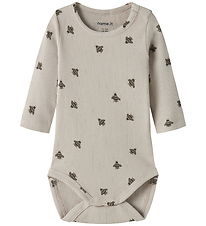 Name It Romper l/s - NbmFunkab - Chateau Gray/Bee